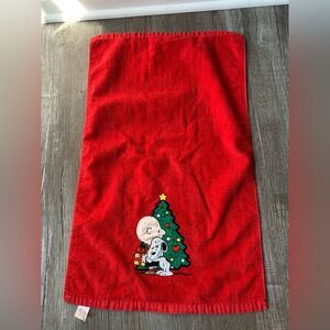 VTG Peanuts Character Charlie Brown Christmas Dish Towel Red Green Medium EUC